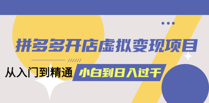 拼多多开店虚拟变现项目：入门到精通 从小白到日入1000（完整版）6月13更新-无忧资源网