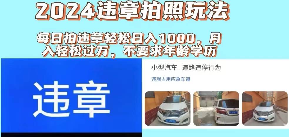 2024违章拍照新玩法，推广躺赚+拍照赚钱双模式，日入1000+-无忧资源网