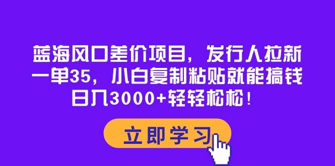 蓝海风口差价项目，发行人拉新，一单35，小白复制粘贴就能搞钱！日入3000+轻轻松松-无忧资源网