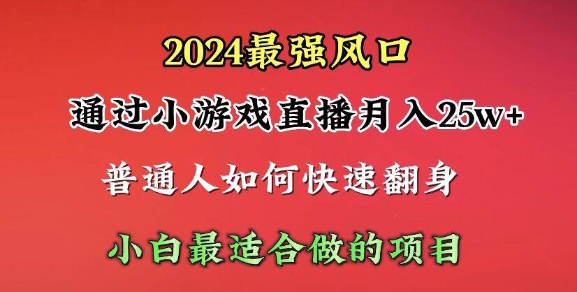 2024年最强风口，通过小游戏直播月入25w+单日收益5000+小白最适合做的项目-无忧资源网