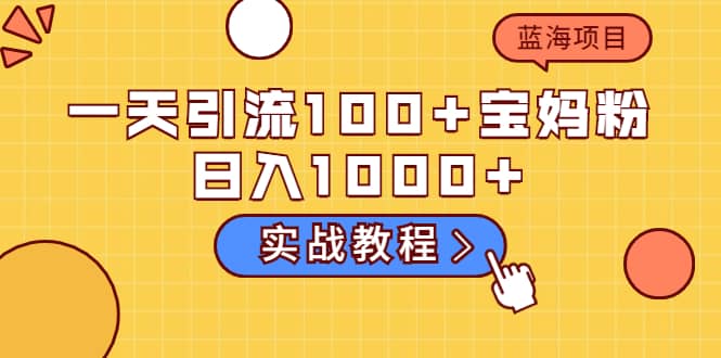 一天引流100+宝妈粉,日入1000+的蓝海项目(实战教程)-无忧资源网