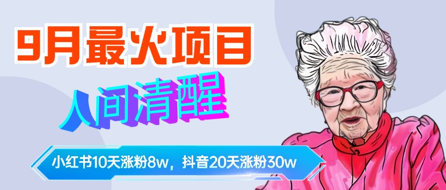 9月最火项目,人间清醒柒奶奶,10天小红薯涨粉8w+,单篇笔记报价1400.-无忧资源网