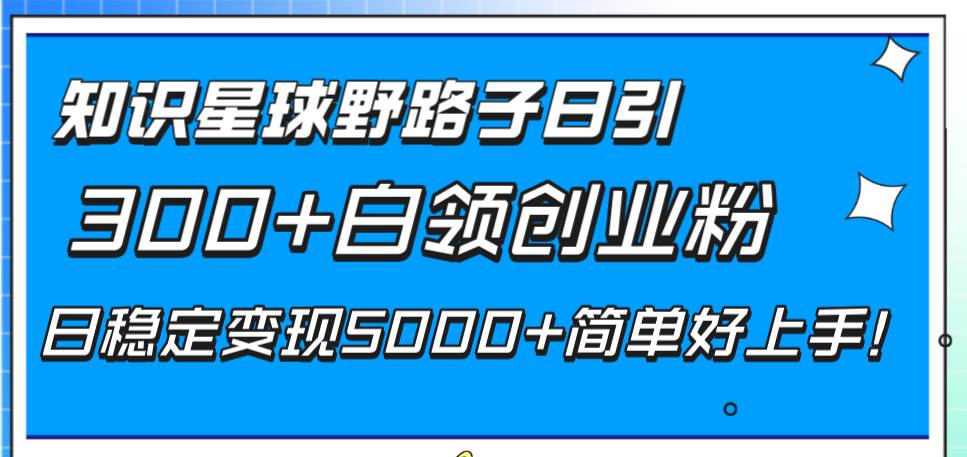 知识星球野路子日引300+白领创业粉,日稳定变现5000+简单好上手!-无忧资源网