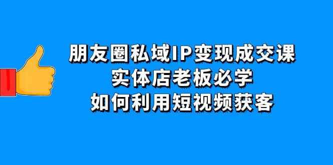 朋友圈私域IP变现成交课:实体店老板必学,如何利用短视频获客-无忧资源网