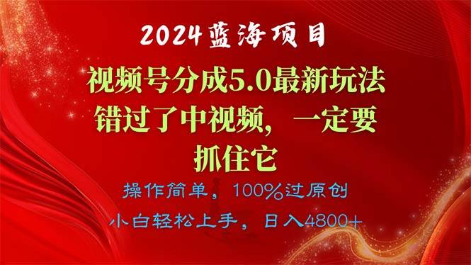 2024蓝海项目,视频号分成计划5.0最新玩法,错过了中视频,一定要抓住...-无忧资源网