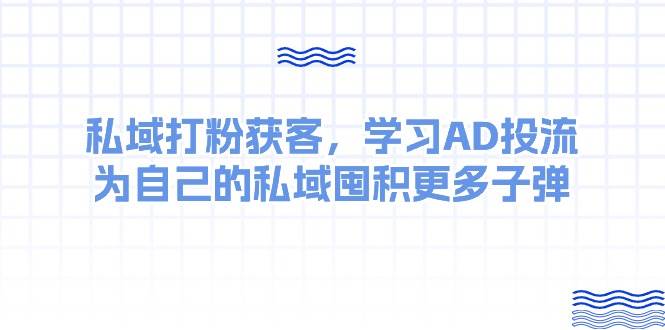 某收费课:私域打粉获客,学习AD投流,为自己的私域囤积更多子弹-无忧资源网