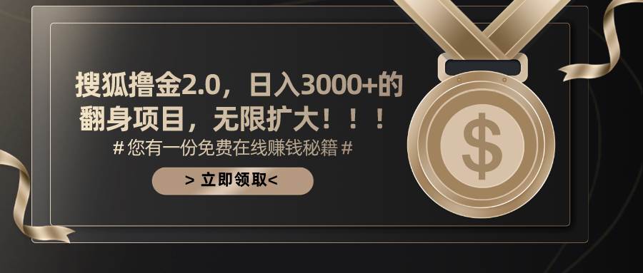 搜狐撸金2.0日入3000+，可无限扩大的翻身项目-无忧资源网
