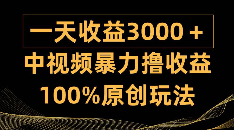 中视频暴力撸收益，日入3000＋，100%原创玩法，小白轻松上手多种变现方式-无忧资源网