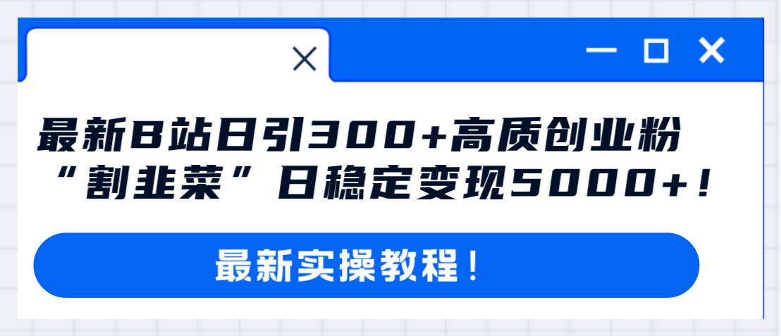 最新B站日引300+高质创业粉教程!“割韭菜”日稳定变现5000+!-无忧资源网
