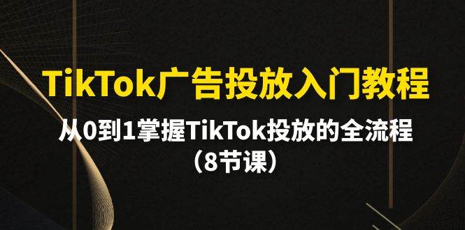 TikTok广告投放入门教程,从0到1掌握TikTok投放的全流程(8节课)-无忧资源网