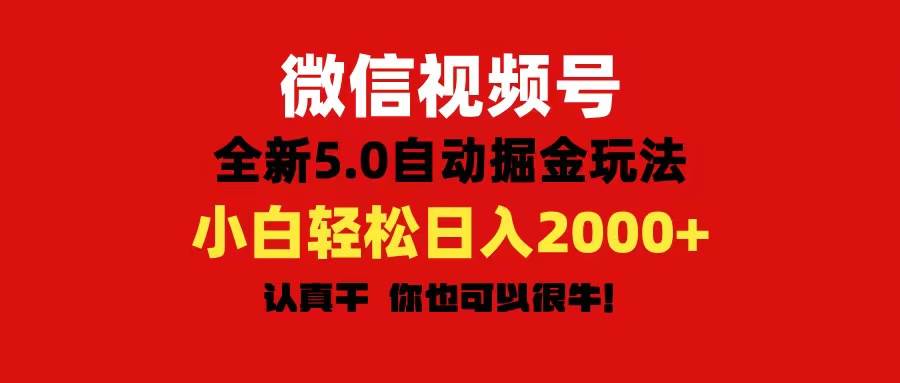 微信视频号变现，5.0全新自动掘金玩法，日入利润2000+有手就行-无忧资源网