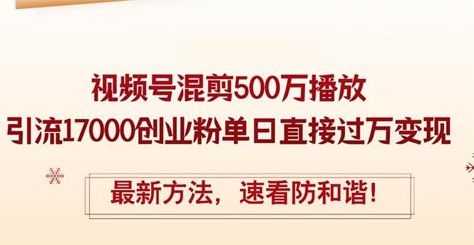精华帖视频号混剪500万播放引流17000创业粉,单日直接过万变现,最新方...-无忧资源网