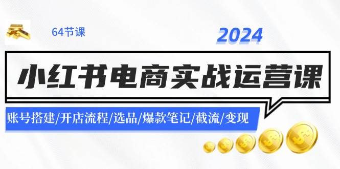 2024小红书电商实战运营课：账号搭建/开店流程/选品/爆款笔记/截流/变现-无忧资源网