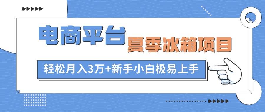 电商平台夏季冰箱项目,轻松月入3万+,新手小白极易上手-无忧资源网
