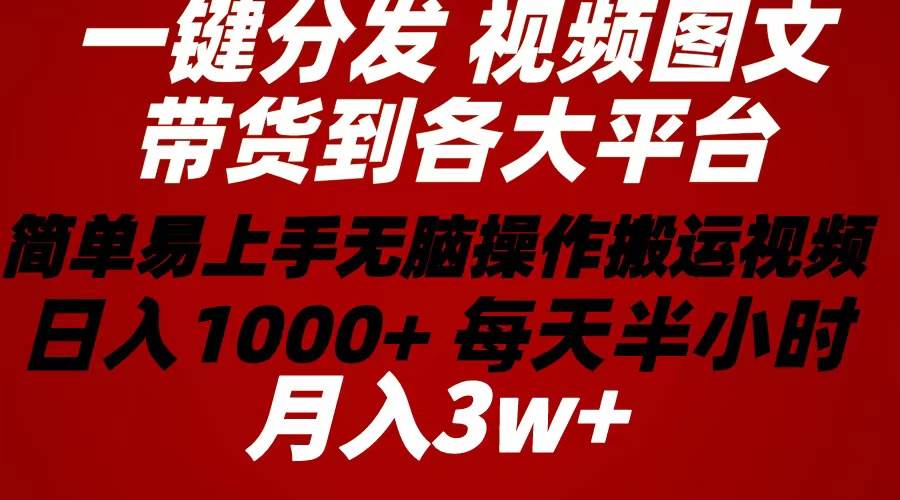 2024年 一键分发带货图文视频 简单易上手 无脑赚收益 每天半小时日入1...-无忧资源网