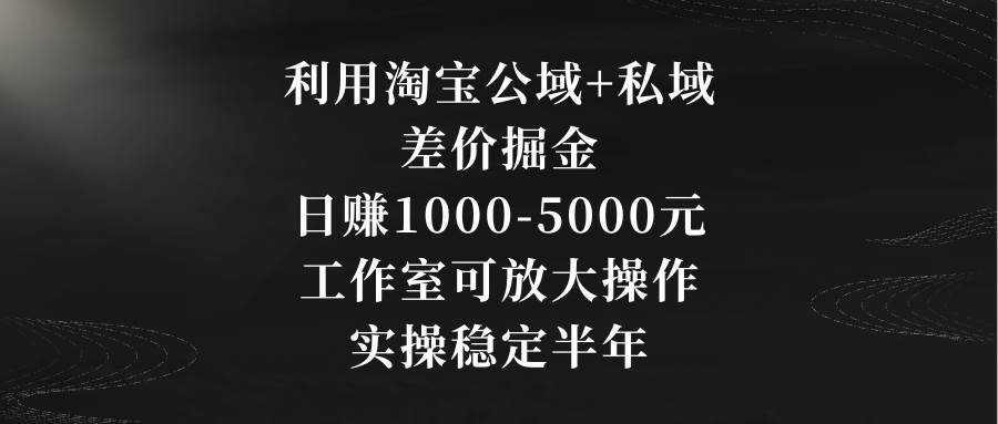 利用淘宝公域+私域差价掘金，日赚1000-5000元，工作室可放大操作，实操...-无忧资源网
