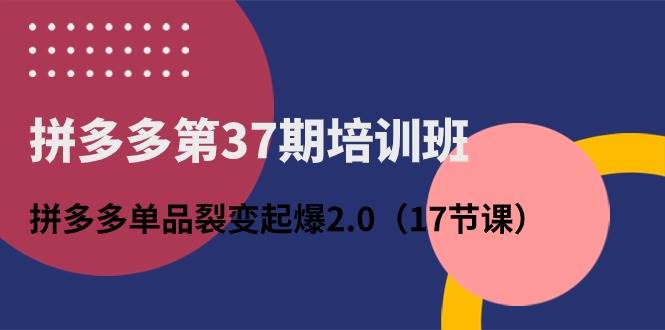 拼多多第37期培训班：拼多多单品裂变起爆2.0（17节课）-无忧资源网
