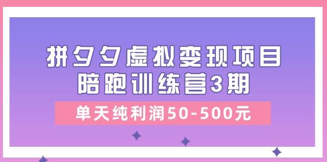 某收费培训《拼夕夕虚拟变现项目陪跑训练营3期》单天纯利润50-500元-无忧资源网