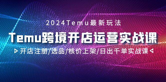 2024Temu跨境开店运营实战课，开店注册/选品/核价上架/日出千单实战课-无忧资源网