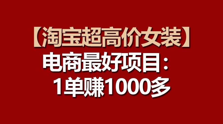 【淘宝超高价女装】电商最好项目：一单赚1000多-无忧资源网