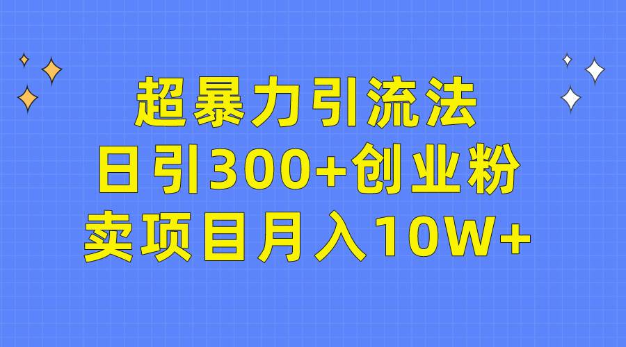 超暴力引流法,日引300+创业粉,卖项目月入10W+-无忧资源网
