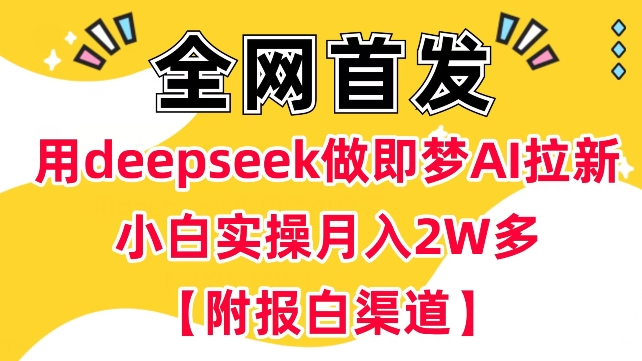 用deepseek做即梦Ai拉新 小白实操月入过W+【附报白渠道】-无忧资源网