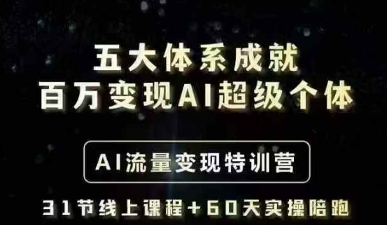 五大体系成就百万变现AI超级个体- AI流量变现特训营，一步一步教你一个人怎么年入百W-无忧资源网
